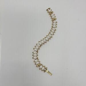 Vintage Trifari 1960s Gold Tone Faux Pearl Tennis Bracelet Missing 3 Pearls Rare